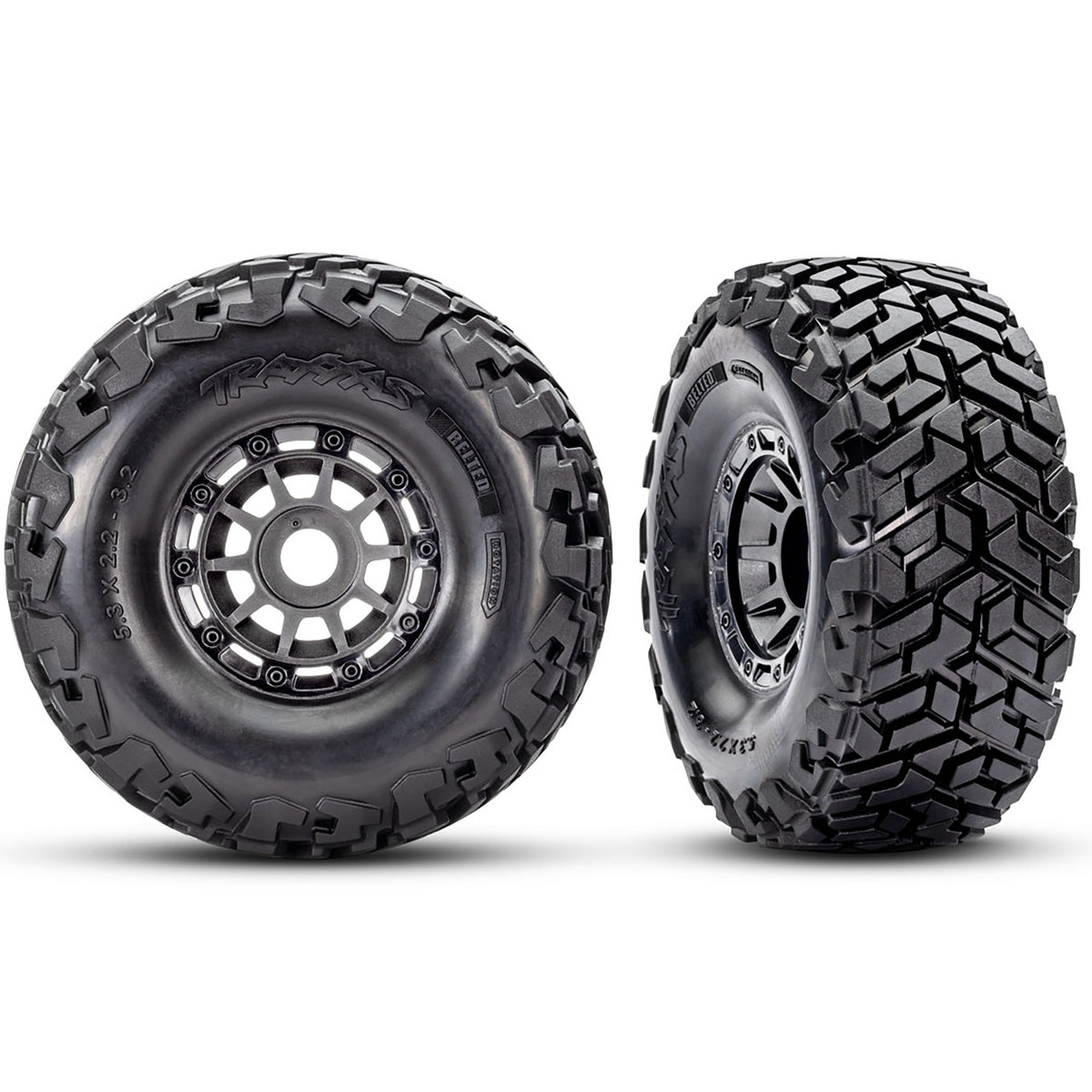 Traxxas Gray Wheels w/Maxx Slash Belted Tires (2) 17mm splined TSM Rated