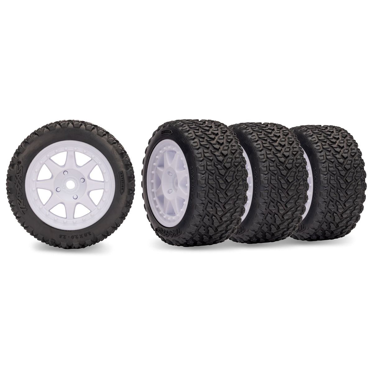 Traxxas White Mini Rally Wheels with Rally Tires (4)