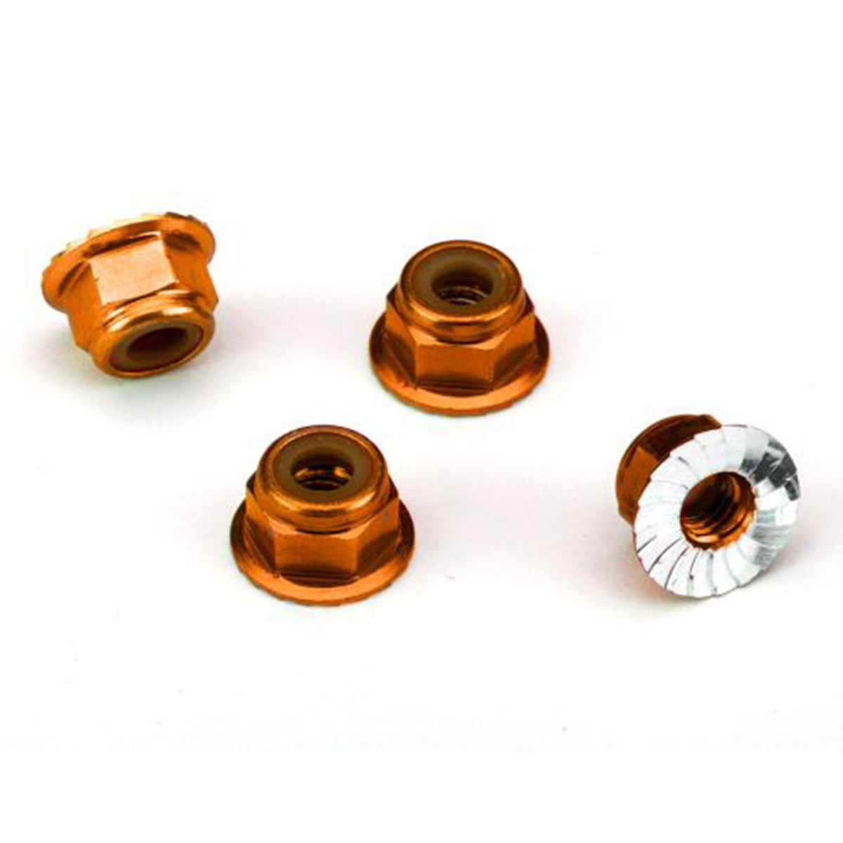 Traxxas 4mm Aluminum Flanged Nuts Orange