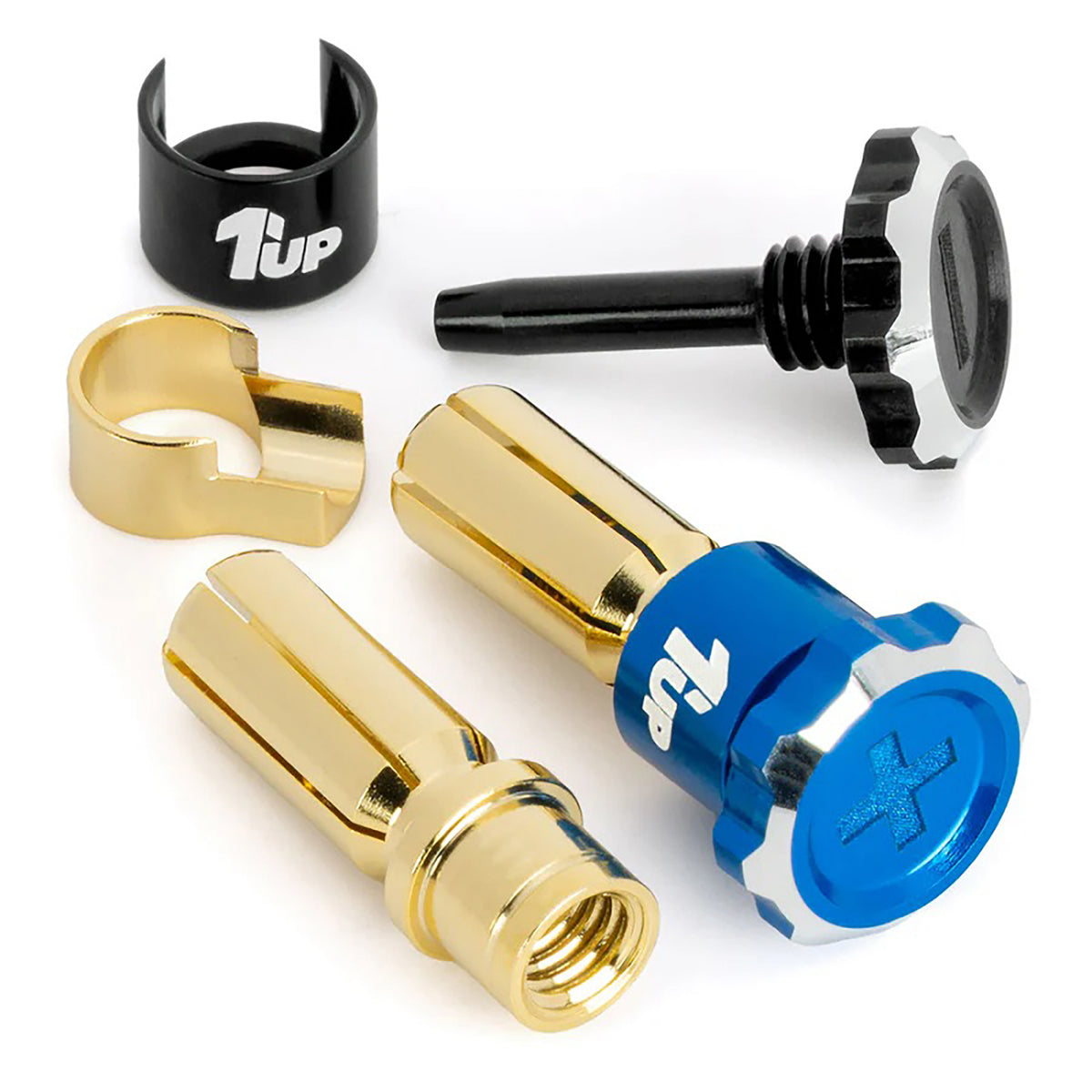 1UP Racing Lockdown Adjustable Bullet Plugs - 5mm - Blue/Black