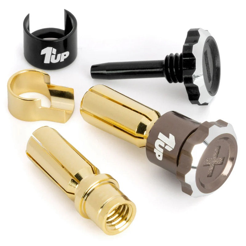 1UP Racing Lockdown Adjustable Bullet Plugs - 5mm - Gunmetal/Black