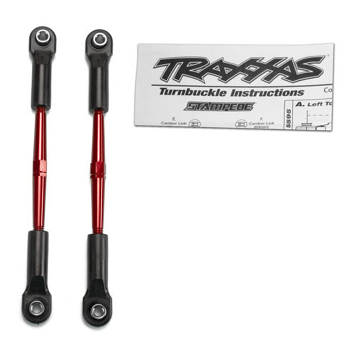 Traxxas 61mm Aluminum Toe Link Turnbuckle Set (2) (Red)