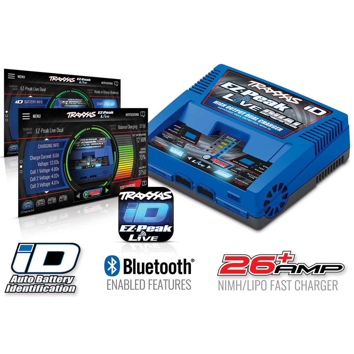 Traxxas Charger, EZ-Peak® Live Dual, 200W, NiMH/LiPo with iD® Auto Battery Identification