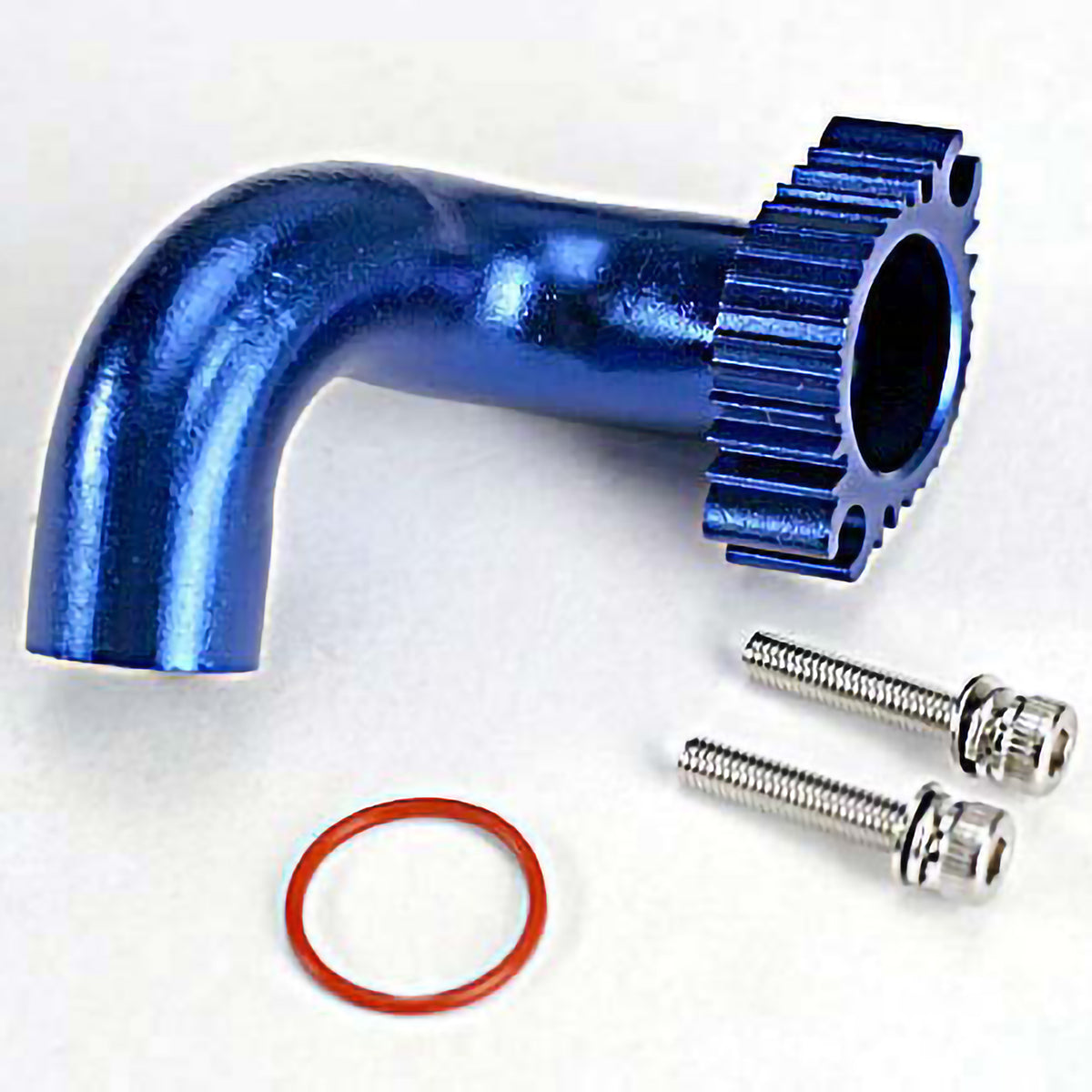 Traxxas Header, Blue-Anodized Aluminum (for rear exhaust engines only) (TRX® 2.5, 2.5R, 3.3)