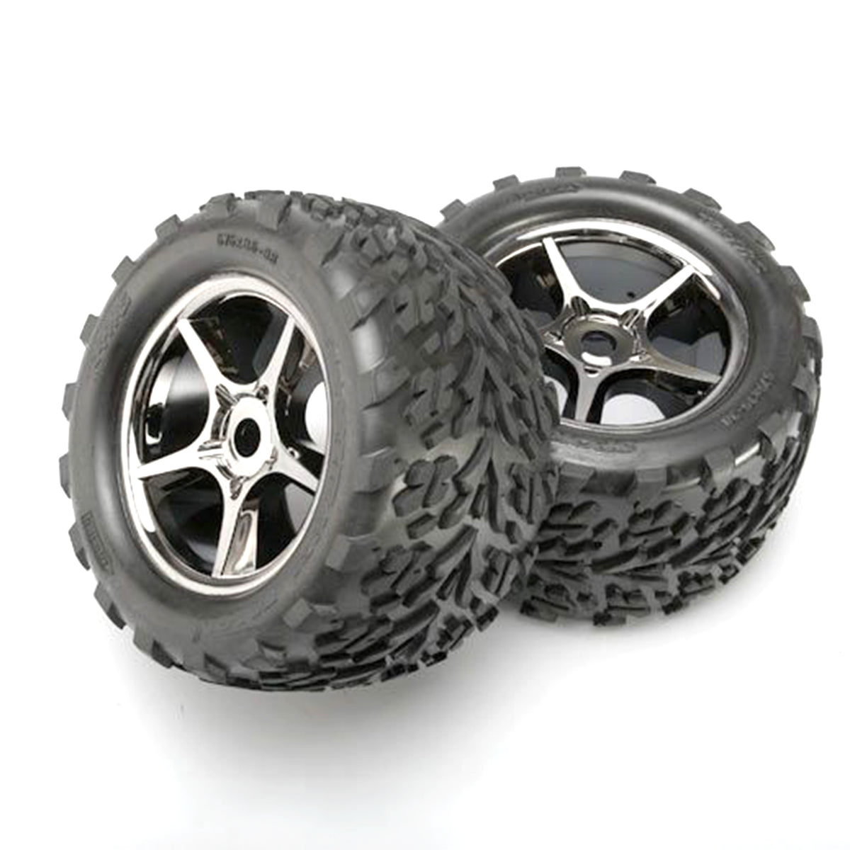 Traxxas Gemini 3.8" Black Chrome Wheels & Talon Tires (2)