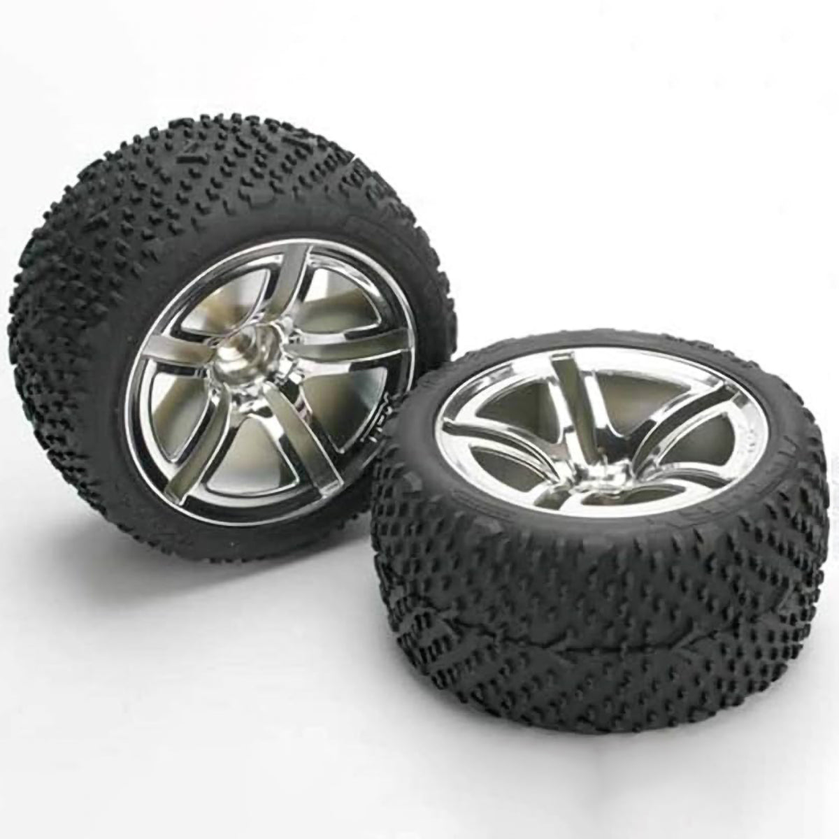 Traxxas Tires & wheels, assembled, glued (Twin-Spoke wheels, Victory tires, foam inserts) (nitro front) (2)