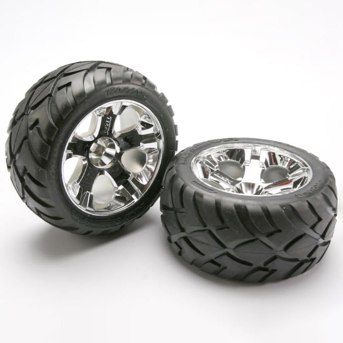 Traxxas Tires & Wheels, Assembled, Glued (All-Star chrome wheels, Anaconda® tires, foam inserts) (nitro rear/ electric front) (1 left, 1 right)