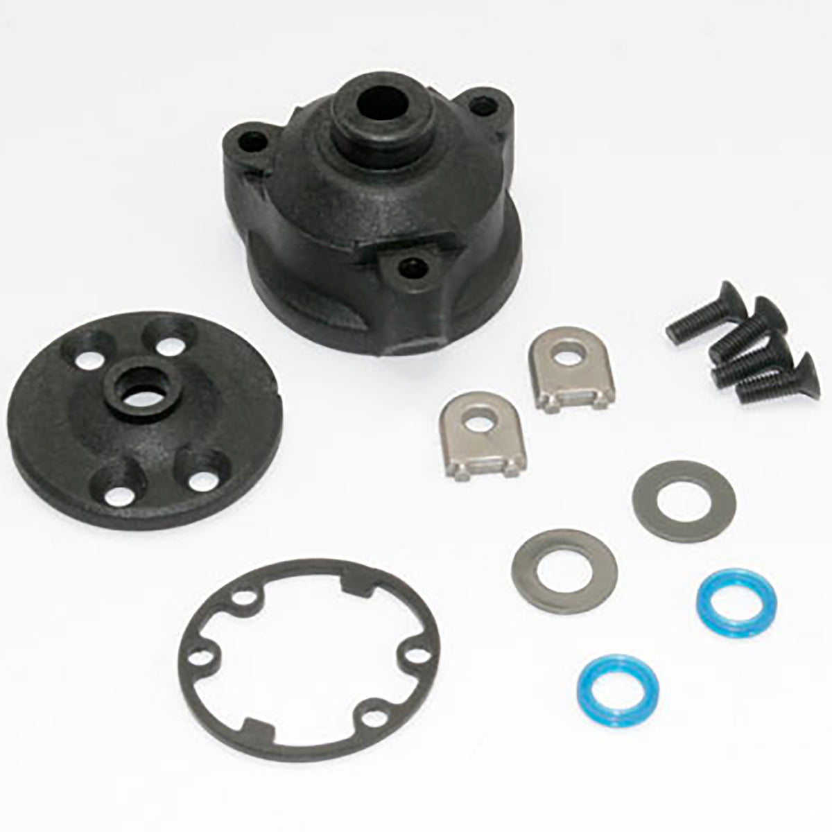 Traxxas Housing, Center Differential/X-ring Gaskets (2)/Ring Gear Gasket/Bushings (2)/ 5x10x0.5 TW (2)/ CCS 2.5x8 (4)