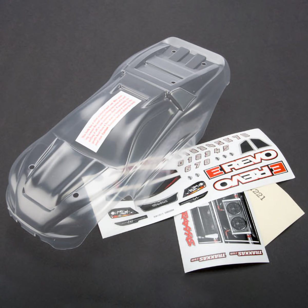 Traxxas 1/16 E-Revo Body w/Grille & Light Decals (Clear)