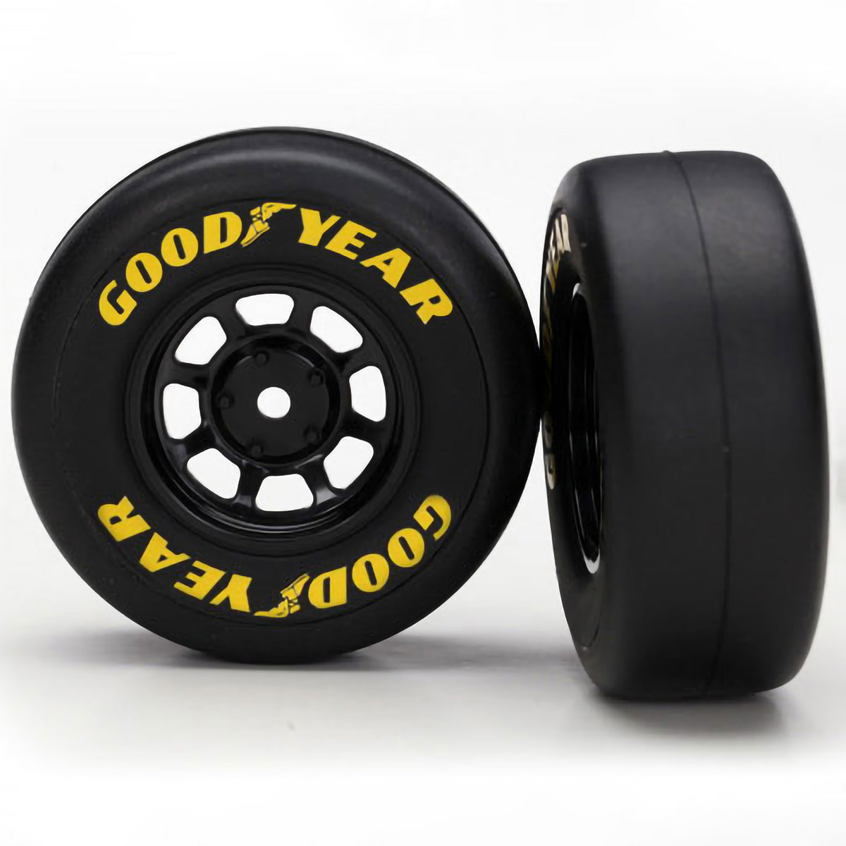 Traxxas Tires and Wheels, Assembled, Glued (6-Spoke Wheels, Black, 1.9 Goodyear Tires)(2)
