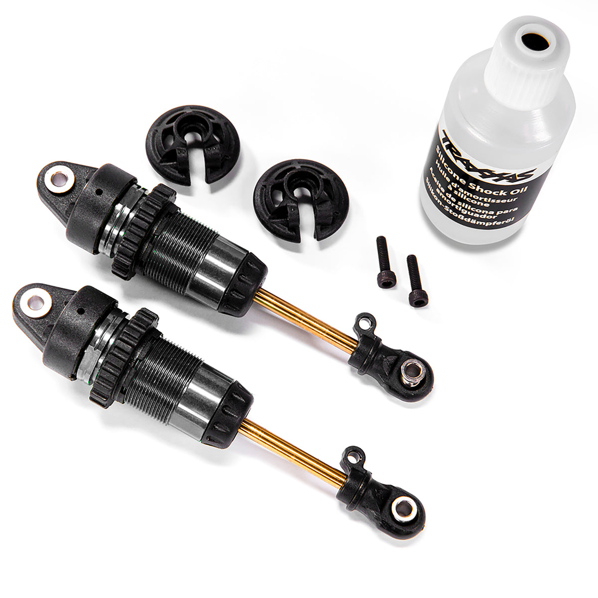 Traxxas Shocks, GTR Long Hard-Anodized, PTFE-Coated Bodies with TiN Shafts (assembled) (2) (without springs)