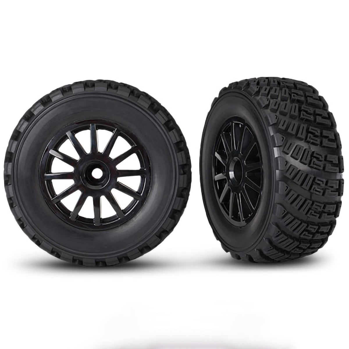 Traxxas Tires & Wheels, Assembled, Glued (black wheels, gravel pattern tires, foam inserts) (2) (TSM® rated)