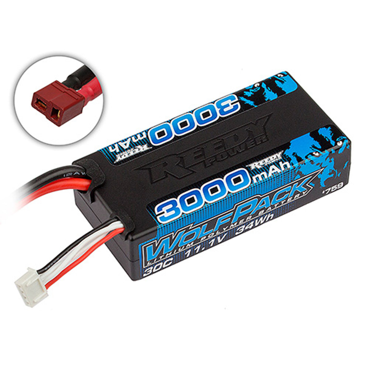 Team Associated Reedy WolfPack LiPo 3000mAh 30C 11.1V Shorty, with T-plug