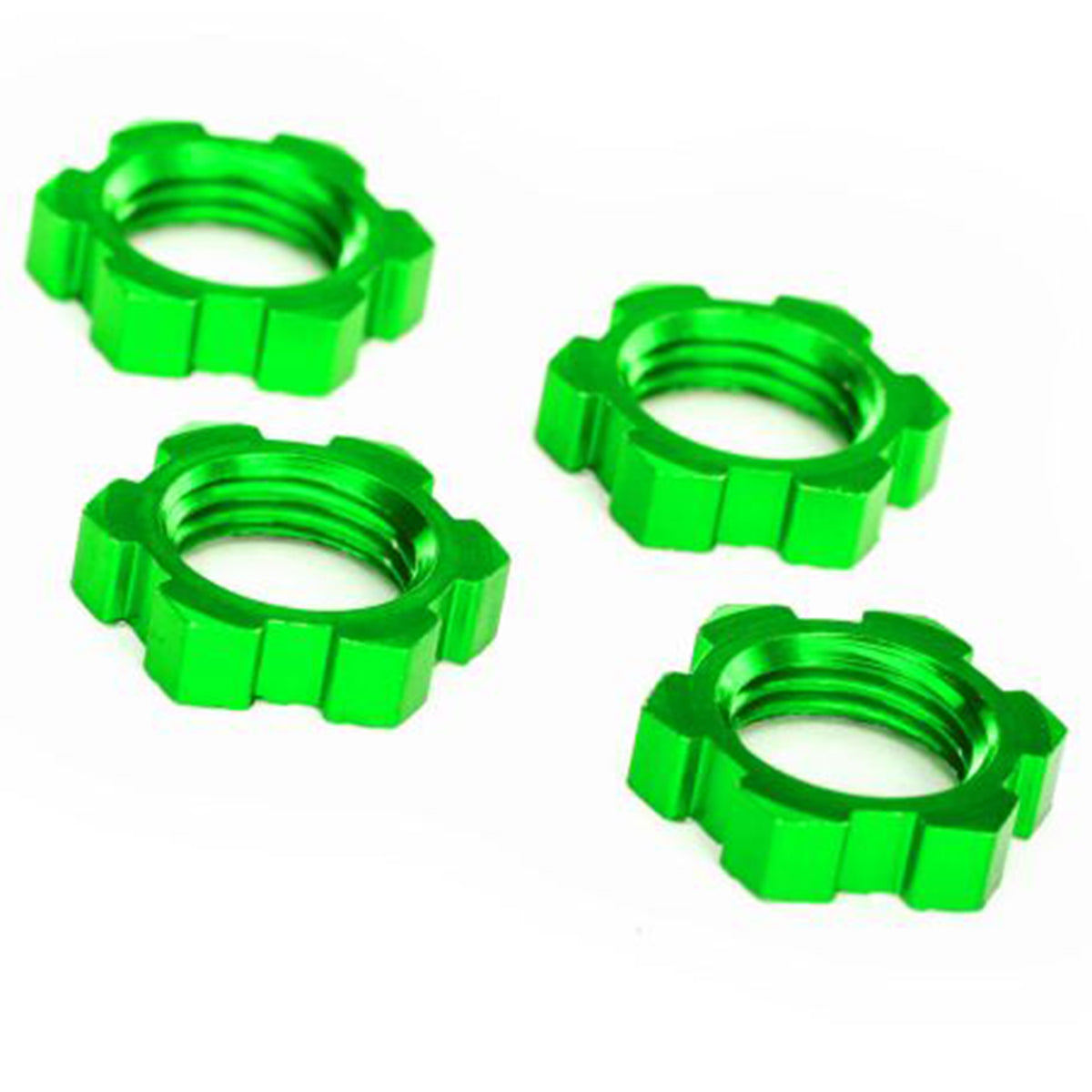 Traxxas Wheel Nuts, Splined, 17mm, Serrated (green-anodized) (4)