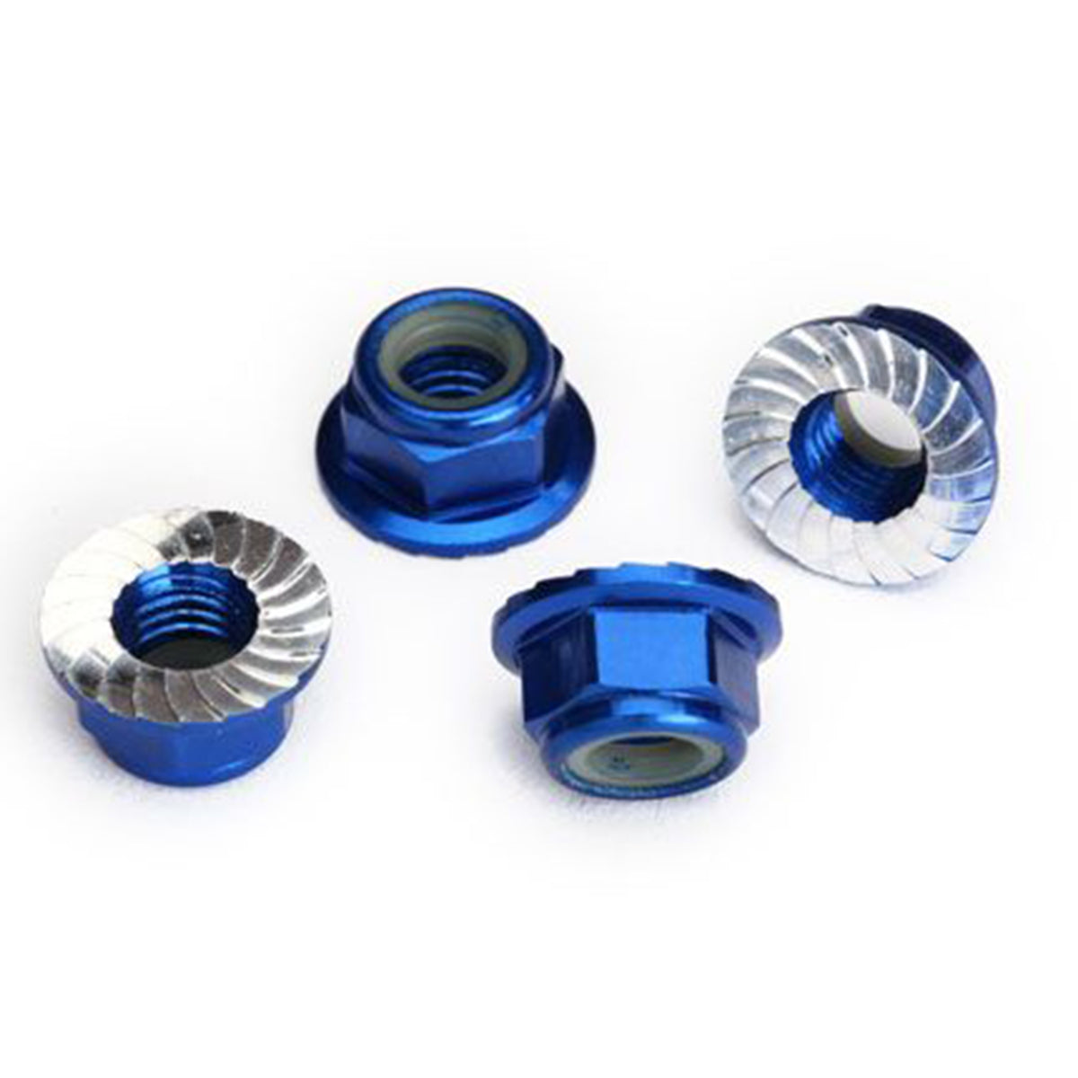 Traxxas 5mm Aluminum Flanged Nylon Locking Nuts (Blue) (4)
