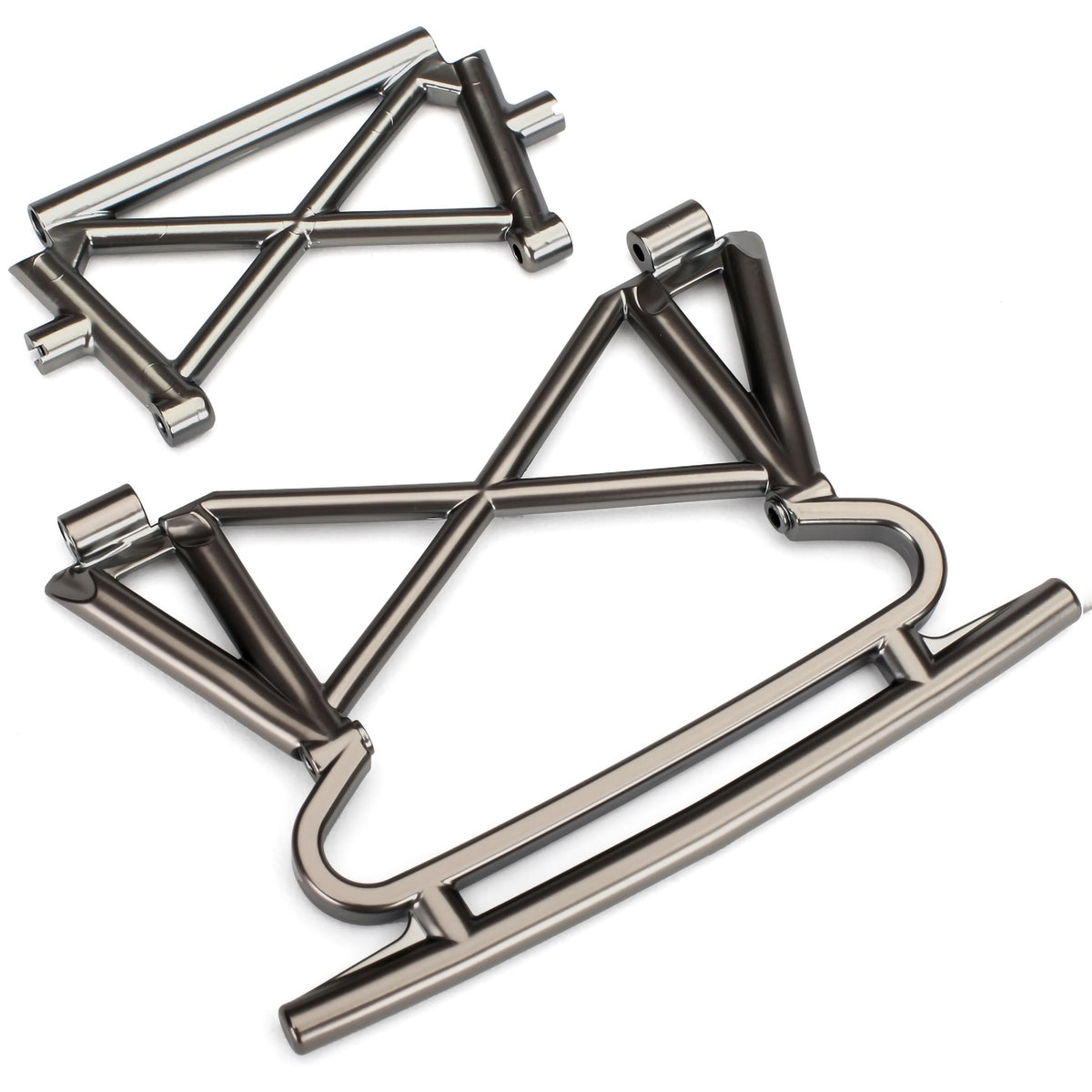 Traxxas Bumper, Front/Bumper Support (satin black chrome-plated)