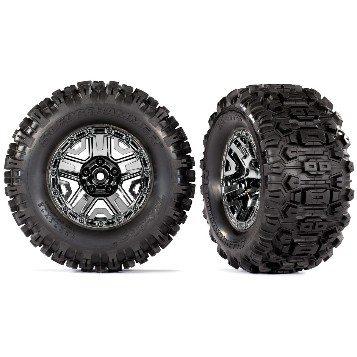 Traxxas 2.8" Black Chrome Wheels & Sledgehammer Tires (2)