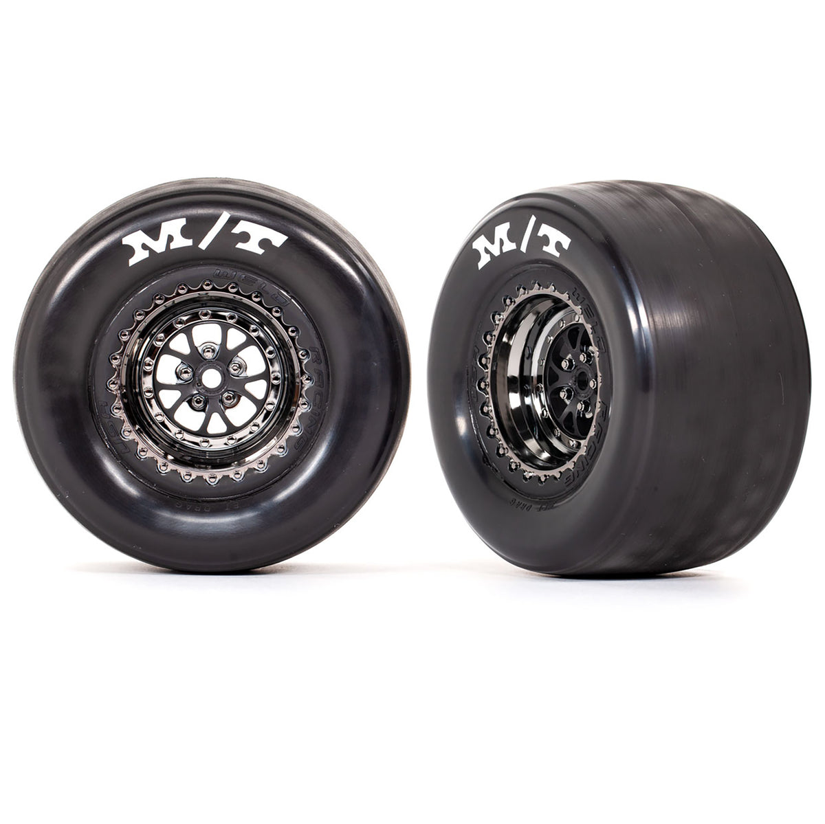 Traxxas Weld Black Chrome Rear Wheels & MT Tires (2)
