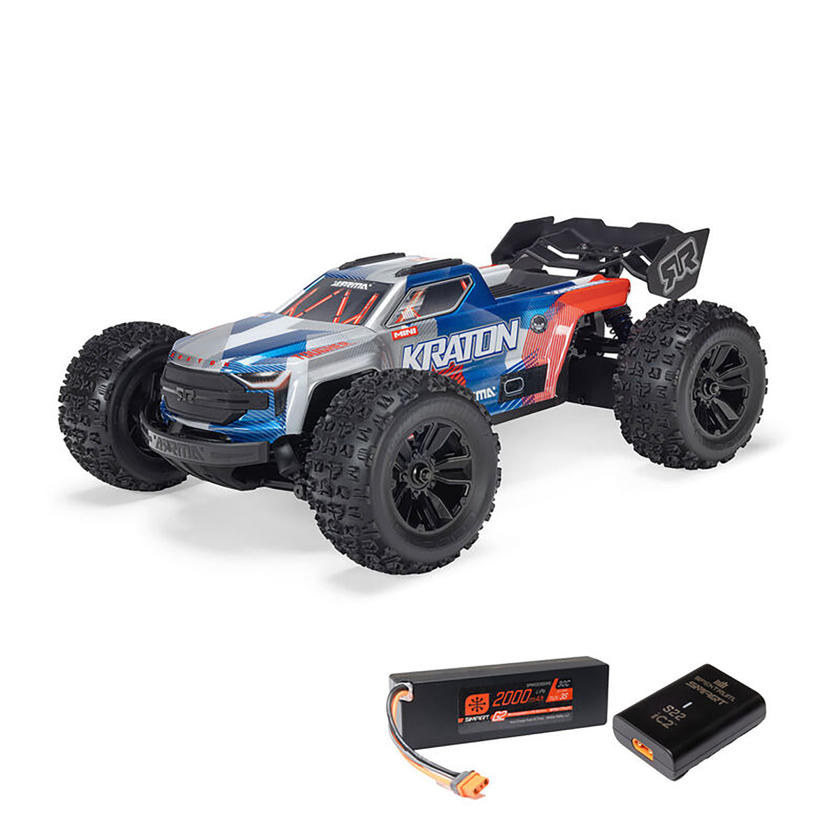 Arrma 1/16 Mini Kraton 3S DSC 4X4 RTR Brushless Speed Truck (3S Battery & Charger Included) , Red/Blue