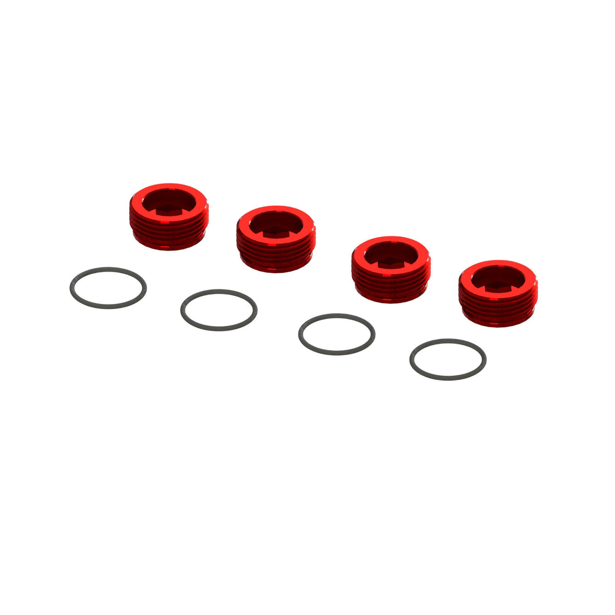 Arrma Aluminum Front Hub Nut (Red) (4pcs, includes O-Rings)