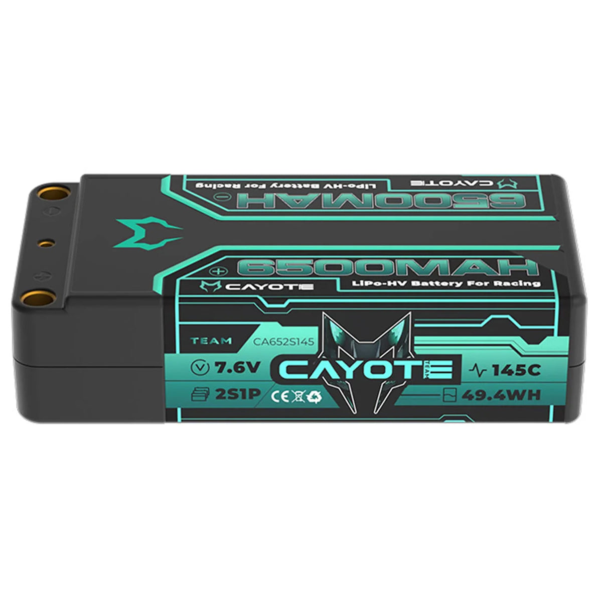 Cayote 2S 145C LCG Shorty LiHV Battery (7.6V/6500mAh) w/5mm Bullets