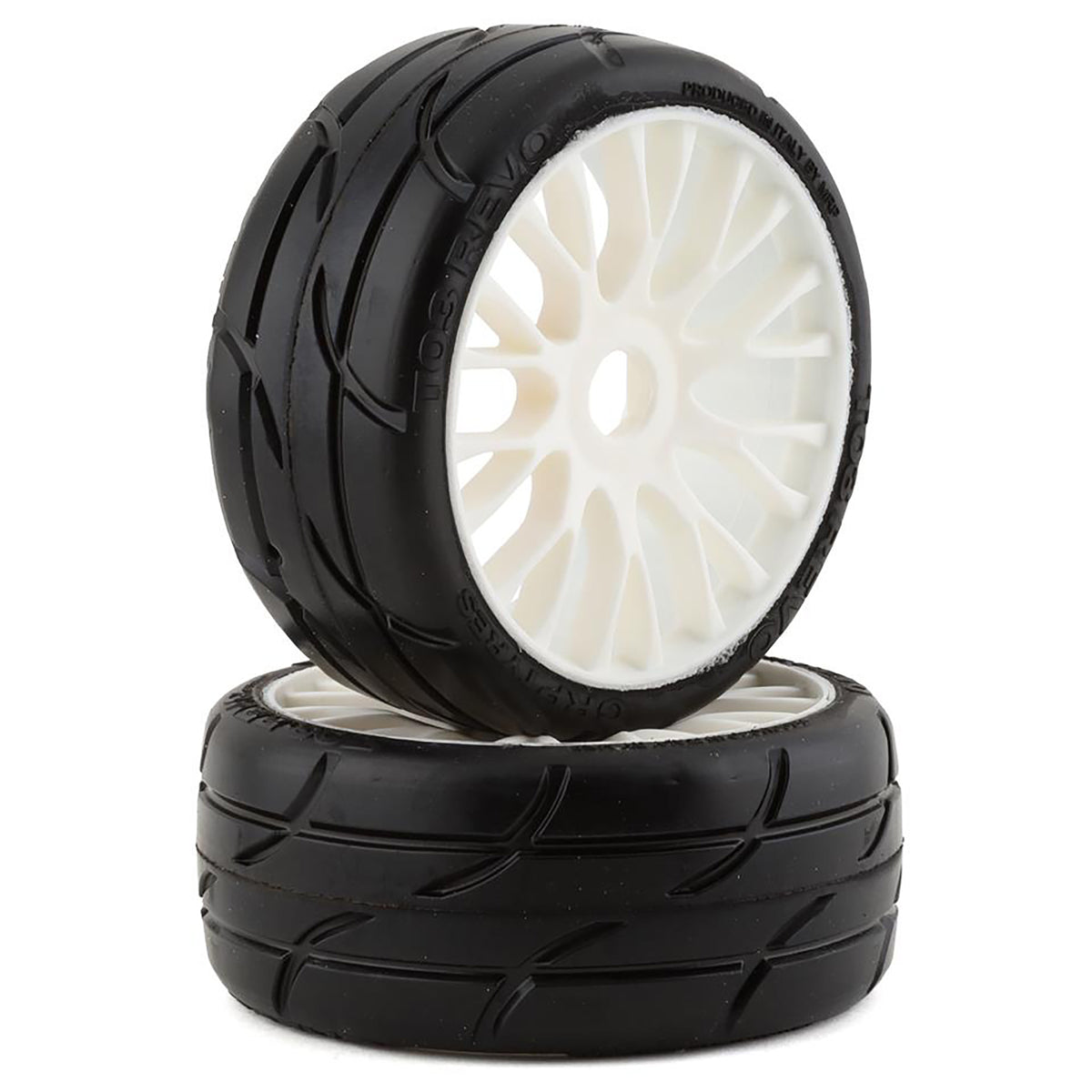 GRP Tires GT - TO3 Revo Belted Pre-Mounted 1/8 Buggy Tires (White) (2) (XM2) w/RIGID Wheel
