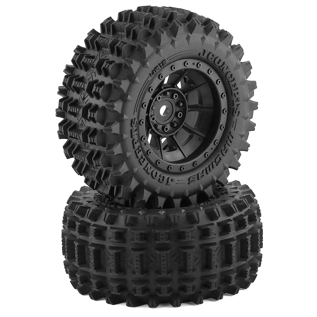 JConcepts Magma Pre-Mounted Monster Truck Tires w/Hazard Wheel (Black) (2) (Platinum)