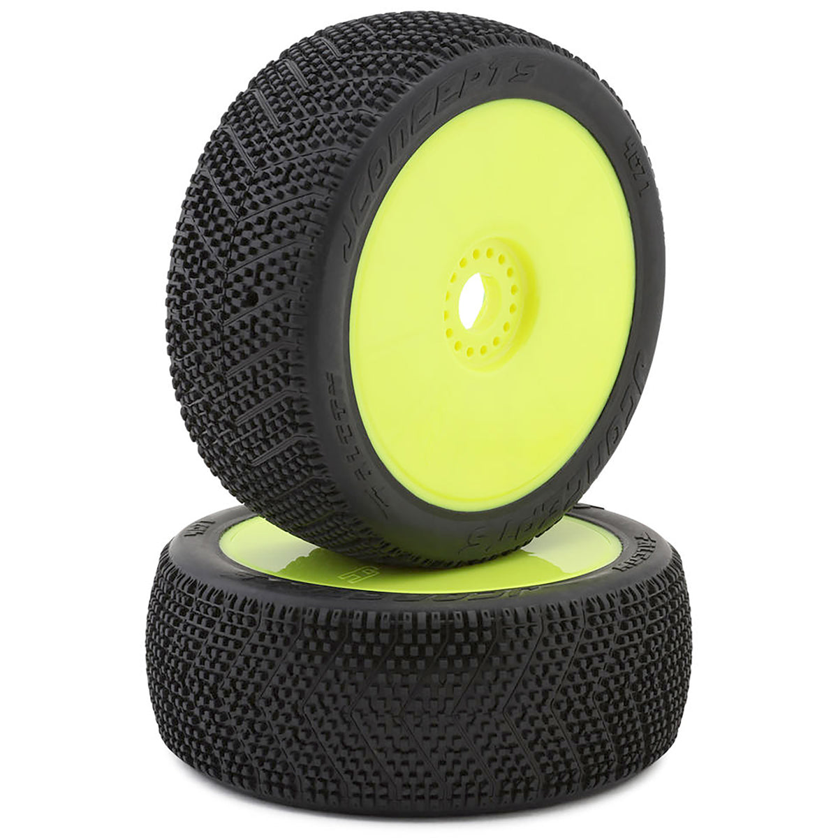 JConcepts Falcon Pre-Mounted 1/8th Buggy Tires (2) (Yellow) (Green)