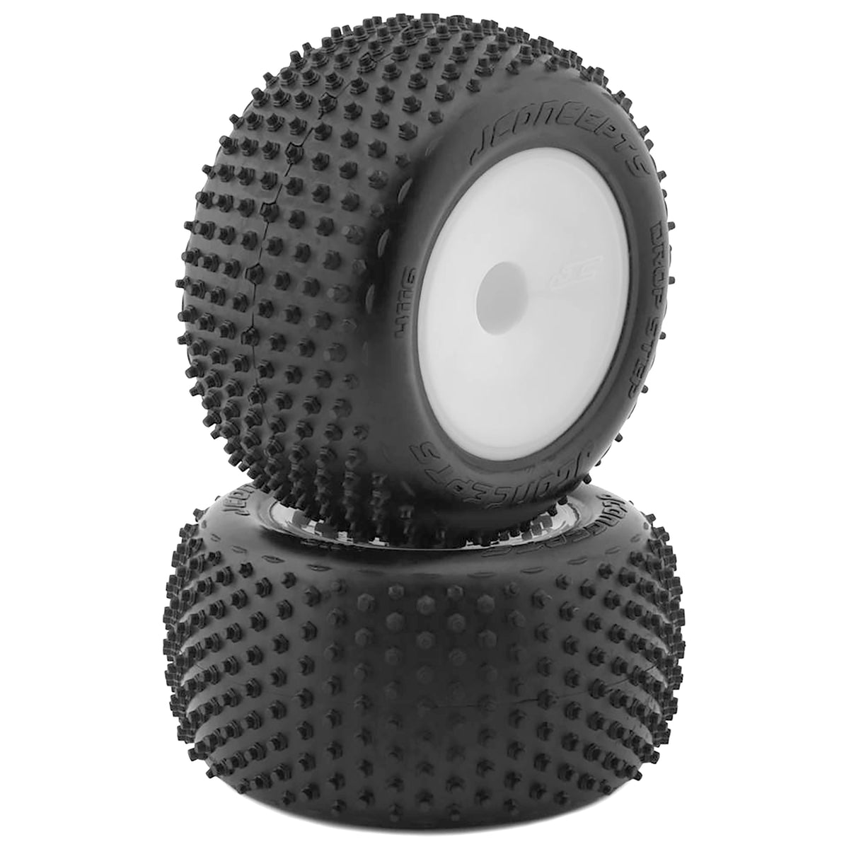 JConcepts 2.2" Drop Step Pre-Mounted 1/10 Stadium Truck Tires (White) (2) (Pink) w/12mm Hex