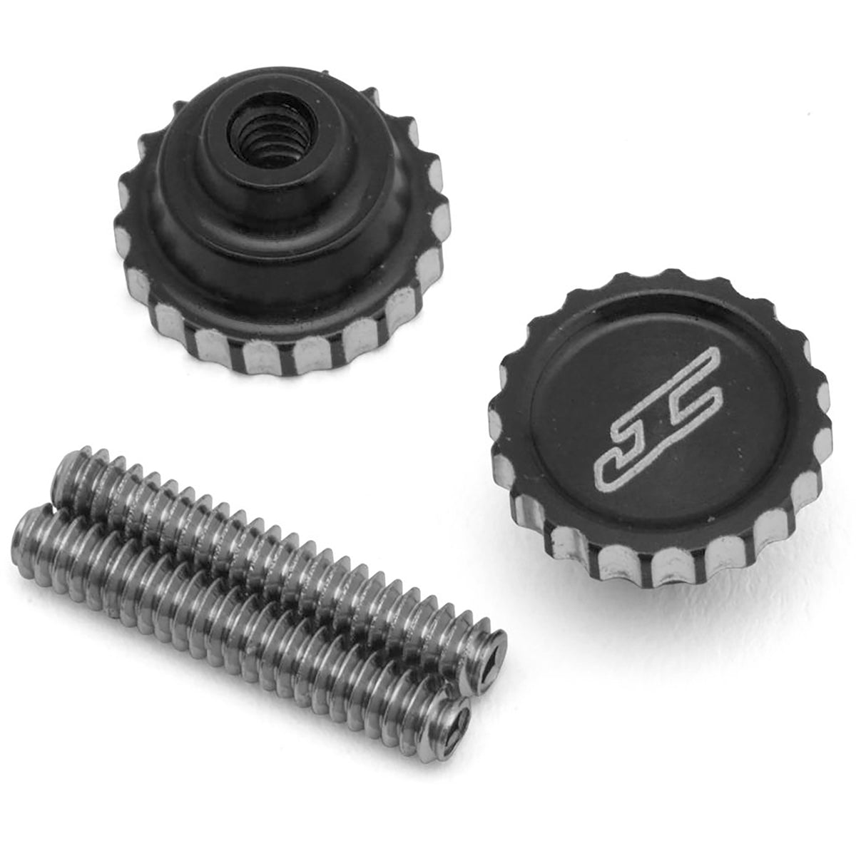 JConcepts RC10 Aluminum 4-40 Future Thumb Nuts w/Set Screws (Black) (2)