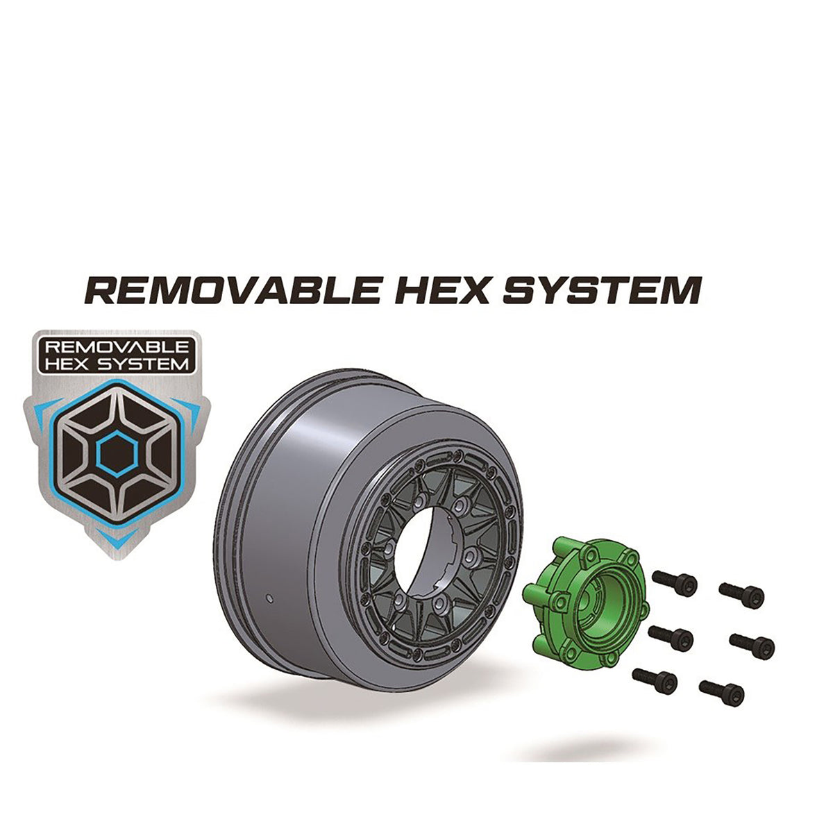 Louise R/C SC-Turbo 1/10 Short Course Tires, Soft, 12, 14 & 17mm Removable Hex on Black Rim (2)