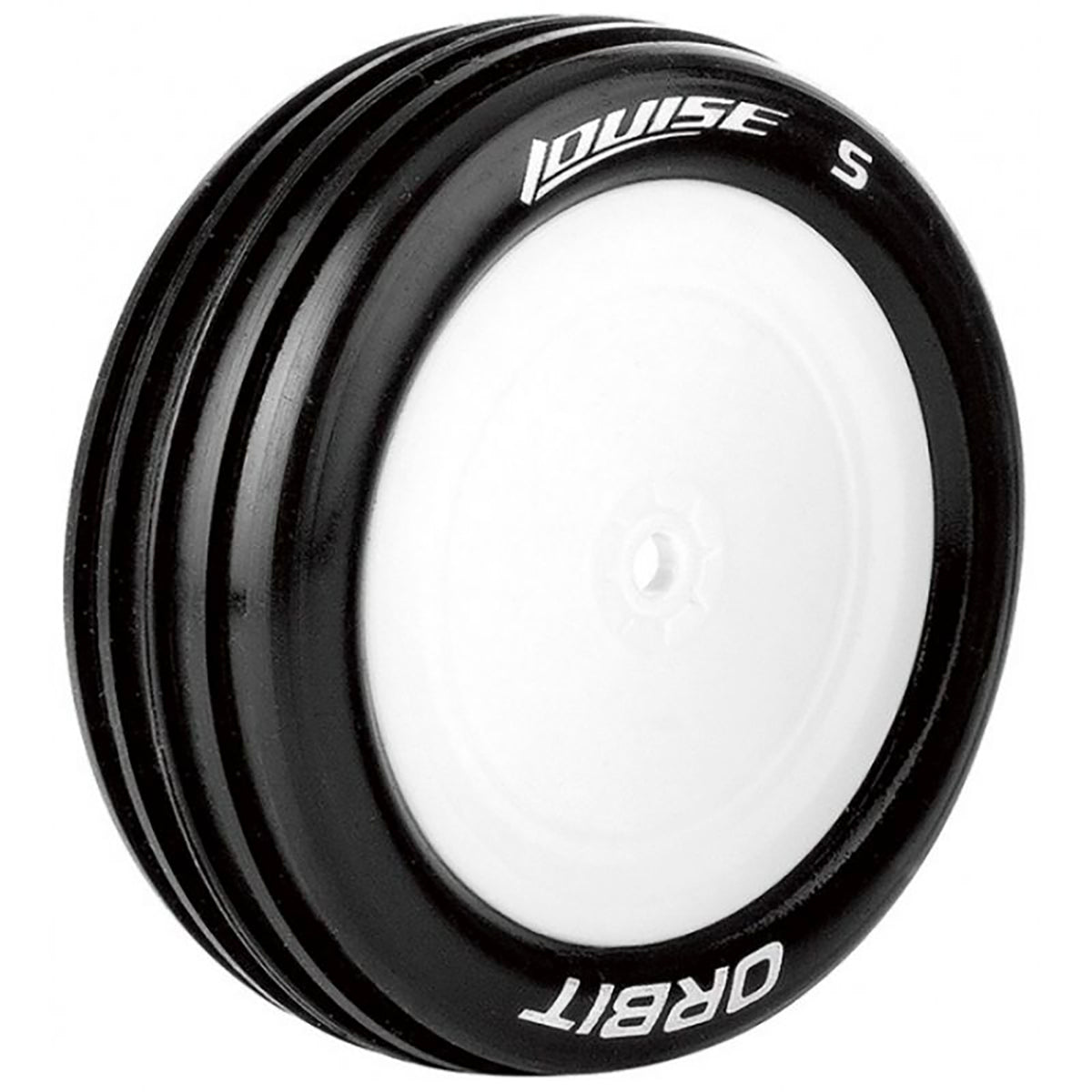 Louise R/C E-Orbit 1/10 2WD Front Buggy Tire, Soft, Mounted on White Rim, for Associated B4