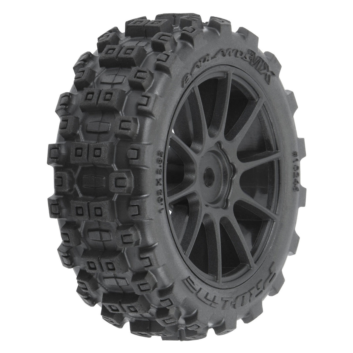 Pro-Line Badlands MX 1.9" All-Terrain Buggy Tires (4) Mounted on Mach-10 Black 1.9" 12mm Hex Wheels for Typhon GROM 4x4 Front or Rear