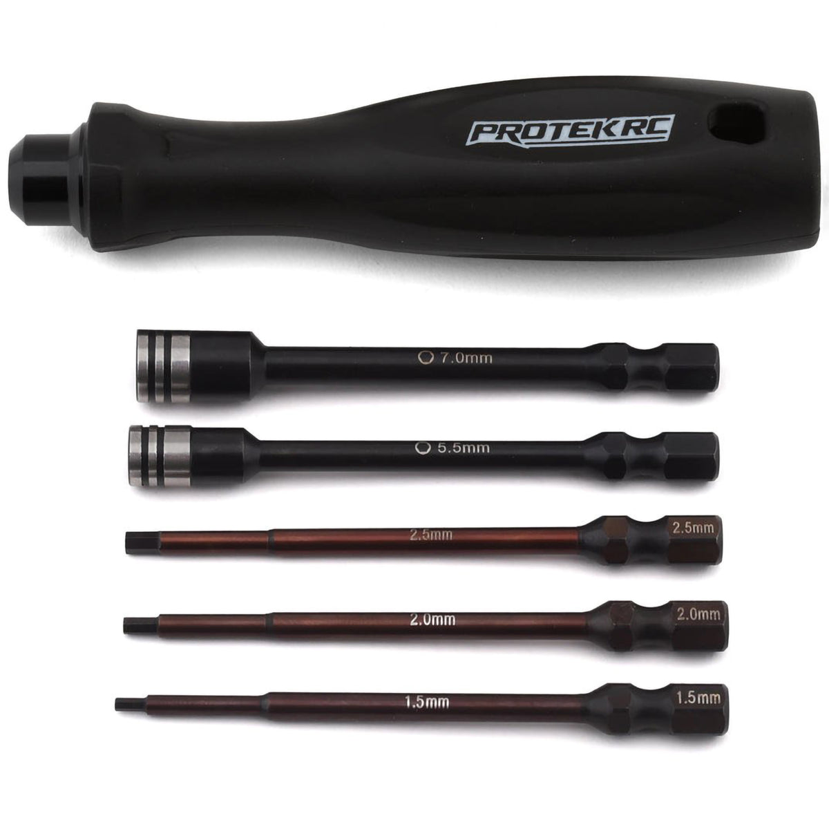 ProTek RC "TruTorque" 5-Piece 1/4" Drive Hex & Nut Driver Set (1.5, 2.0, 2.5mm Hex & 5.5, 7mm Nut Driver)