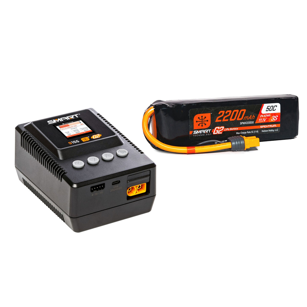 Spektrum RC Smart Powerstage 3S Air Bundle: G2 2200mAh 3S LiPo IC3 & S155 Charger