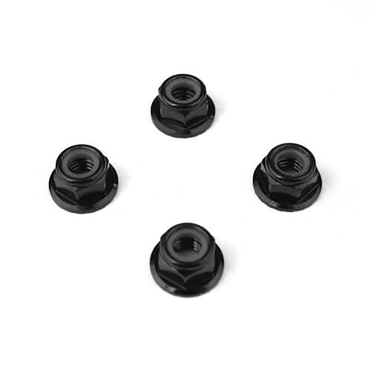 Tekno RC M5 Locknuts (aluminum, flanged, serrated, black, 4pcs)