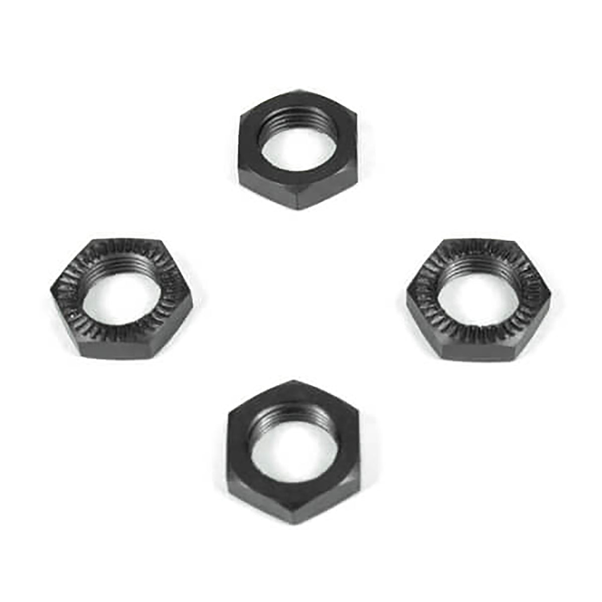 Tekno RC Wheel Nuts (17mm, serrated, gun metal anodized, M12x1.0, 4pcs)
