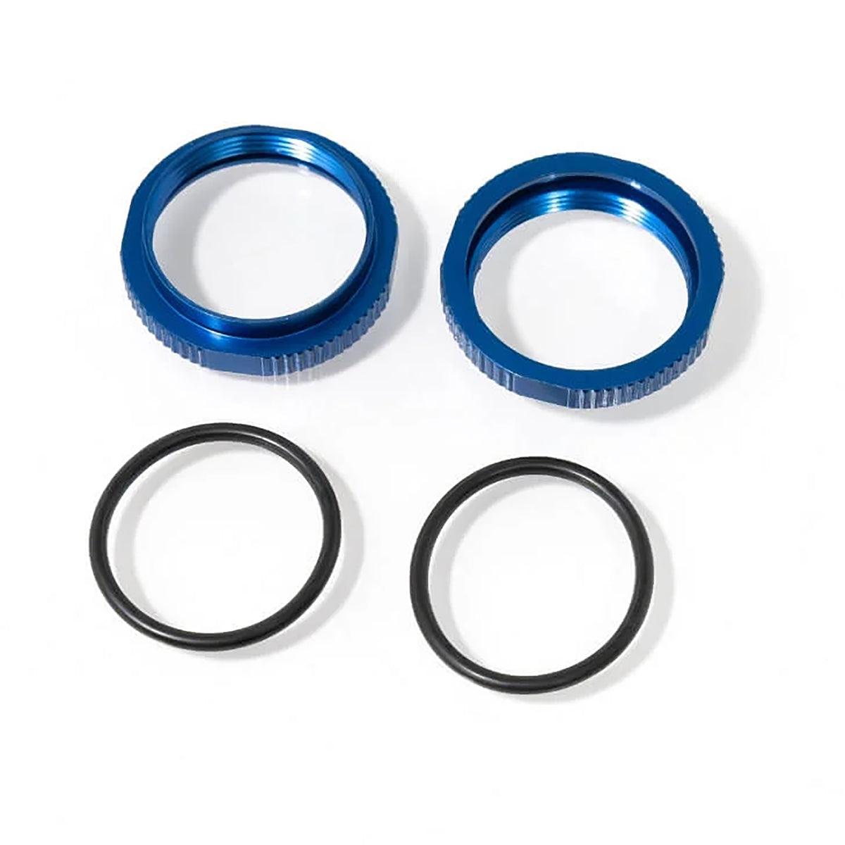 Tekno RC Shock Adjustment Collars (short, aluminum, Blue Anodized, 2pcs)