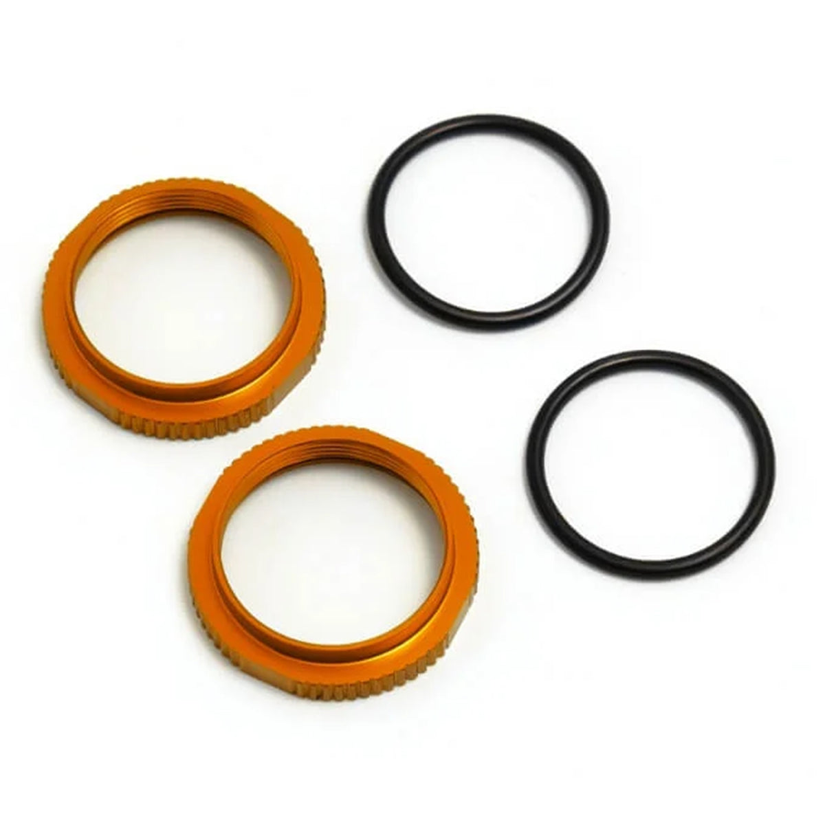 Tekno RC Shock Adjustment Collars (short, aluminum, Orange Anodized, 2pcs)