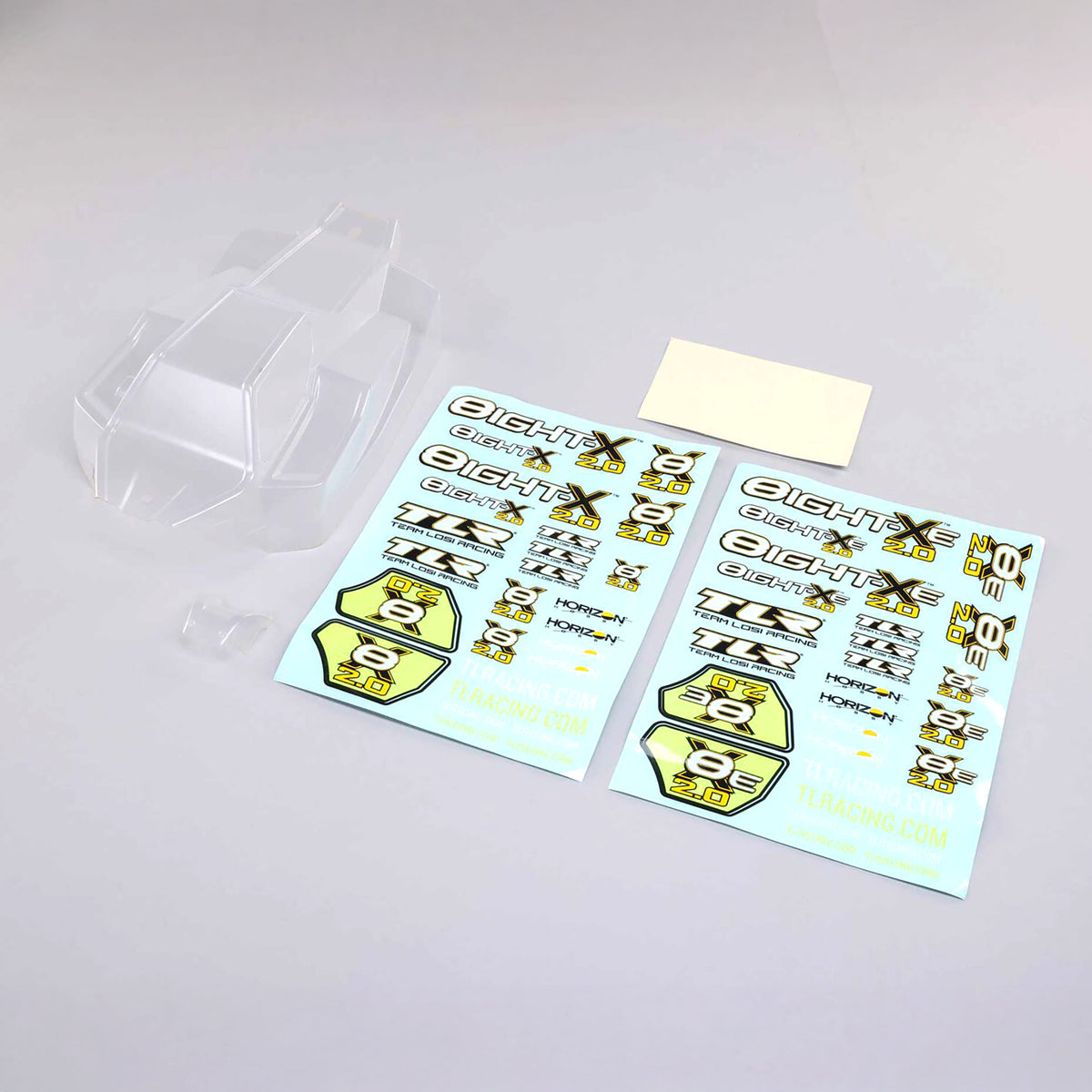 TLR Body Set, Clear, w/Decals: 8X, 8XE 2.0