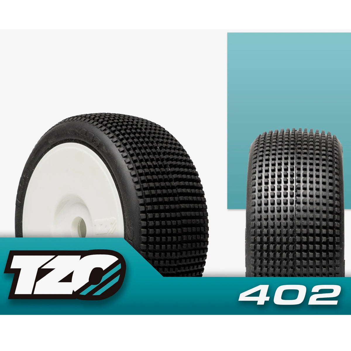 TZO 402- White Super Soft Pre-Glued Set (White) 4pcs 1/8 Buggy