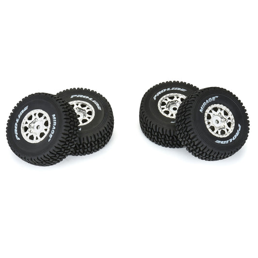Pro-Line Mirage TT F/R Tires Mounted 12mm Hex Satin Silver Impulse (4) for Arrma Mojave Grom