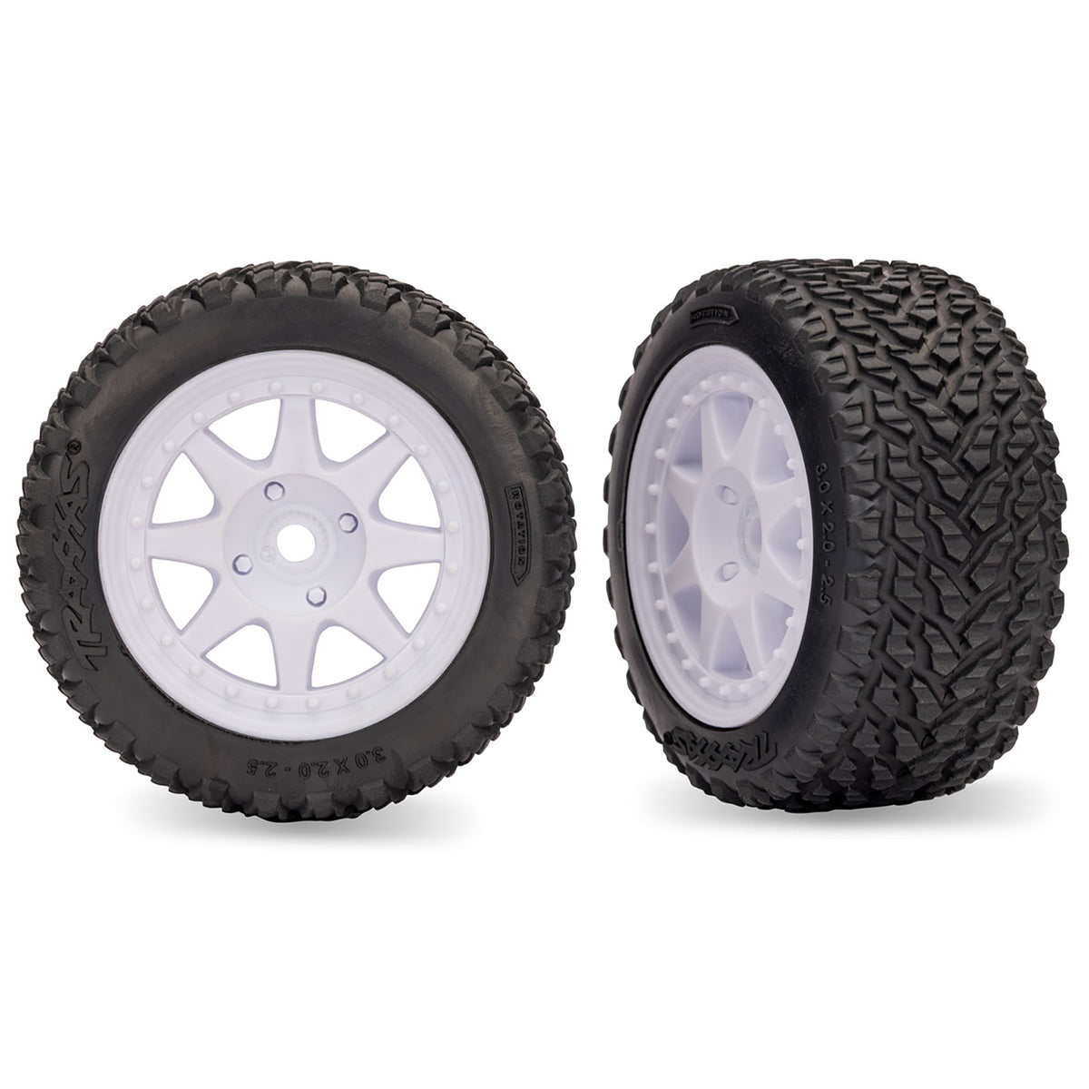 Traxxas White Front Mini Rally Wheels with Hard Tires (2)