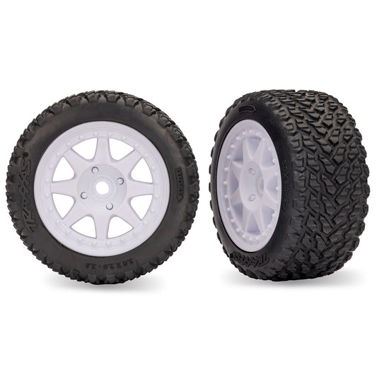 Traxxas White Front Mini Rally Wheels with Hard Tires (2)
