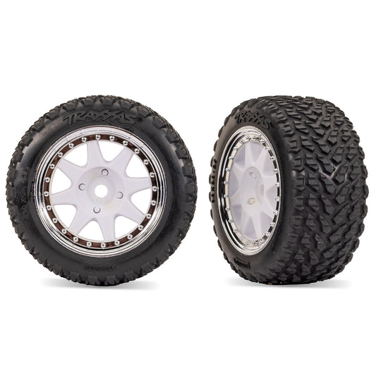 Traxxas White & Chrome Front Mini Rally Wheels with Hard Tires (2)