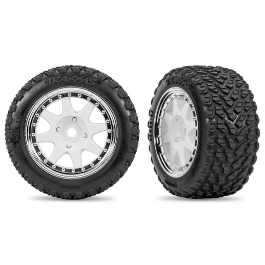 Traxxas White & Chrome Rear Mini Rally Wheels w/ Soft Tires (2)