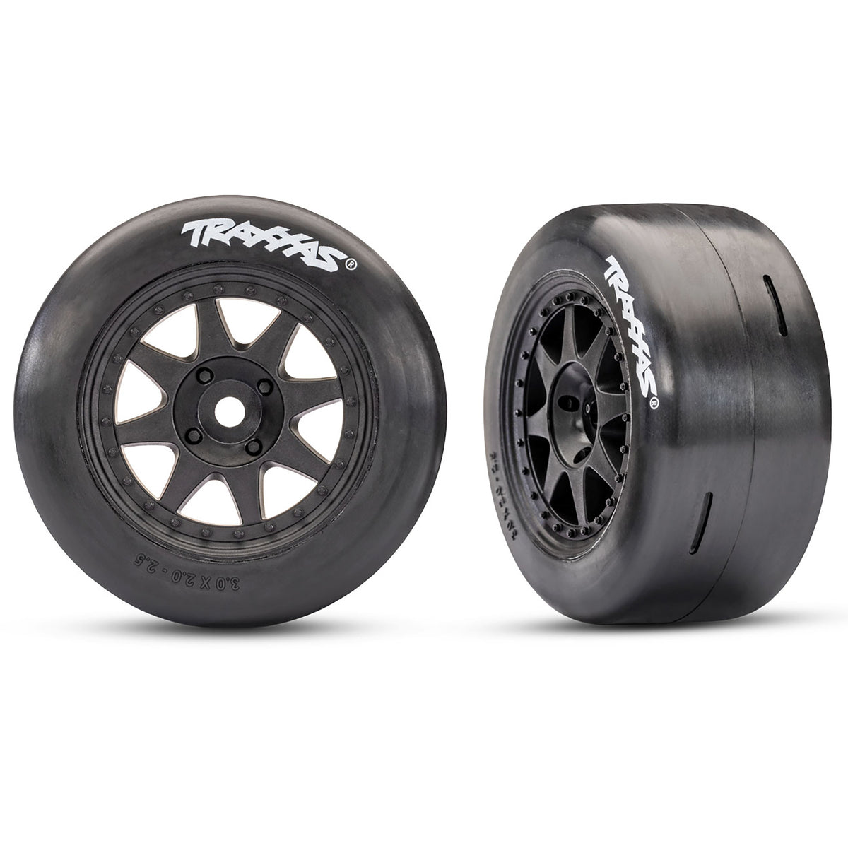 Traxxas Black Front Mini Rally Wheels w/Slick Tires (Soft) (2)