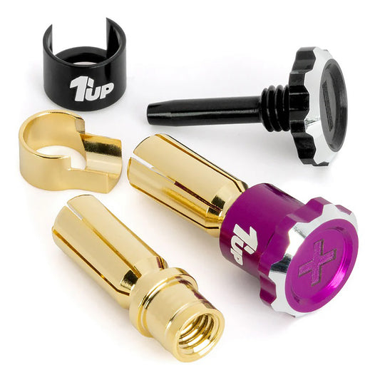 1UP Racing Lockdown Adjustable Bullet Plugs - 5mm - Purple/Black