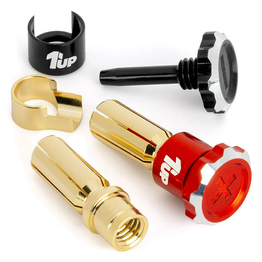 1UP Racing Lockdown Adjustable Bullet Plugs - 5mm - Red/Black