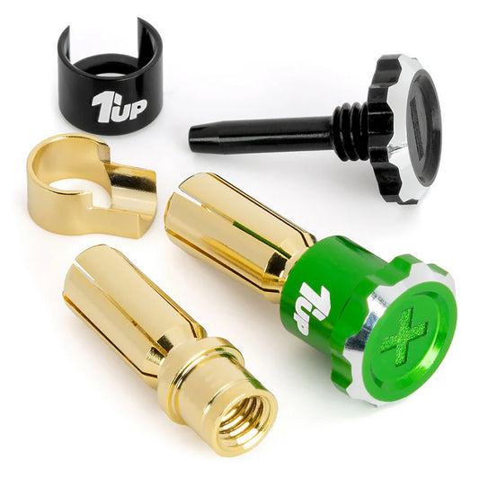 1UP Racing Lockdown Adjustable Bullet Plugs - 5mm - Green/Black